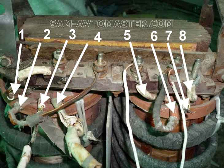 Оптимальный вариант подключения 1+8, 4+5.